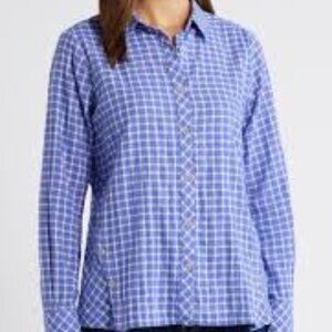FOXCROFT CASSIE PLAID STRETCH COTTON BUTTON-UP SHIRT SIZE 8 BRAND NEW